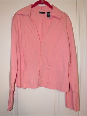 New York & Company Pink Collared Blouse Size 10